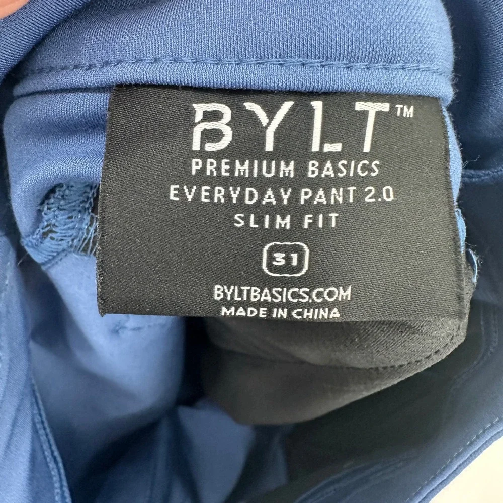 BYLT Everyday Pant 2.0 Men 31 Blue Slim Fit Modern Performance Trousers NWT